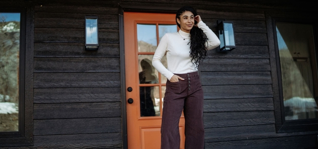 A woman wearing Splash Roll-Up Pants